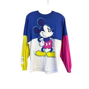 Disney Pie Eye Retro Mickey Color Block Spirit Jersey Sweater Shirt Sz S